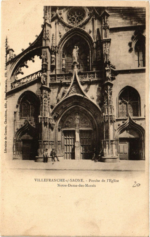 Carte postale ancienne Villefranche-sur-Saone - Porche de Eglise N.-D.-des-Marais à Villefranche-sur-Saône