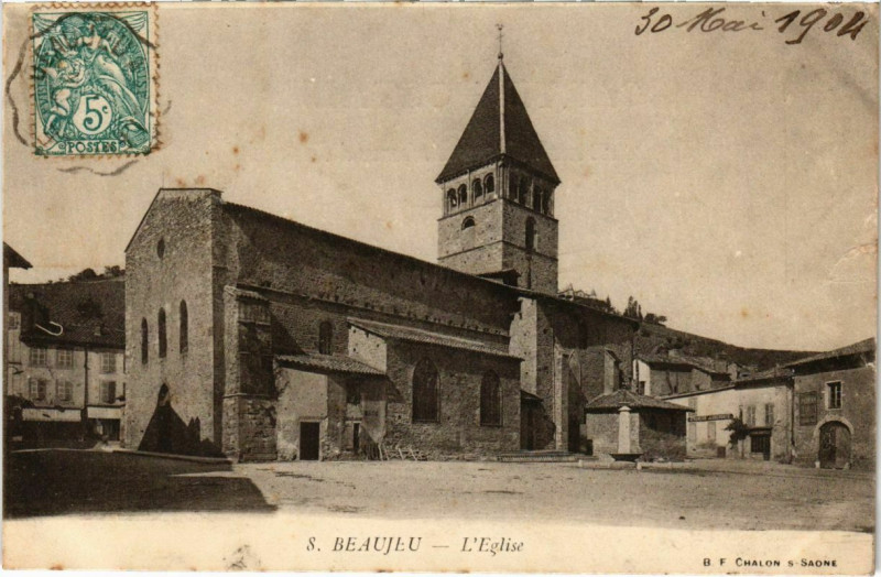 Carte postale ancienne Beaujeu - L'Eglise à Beaujeu