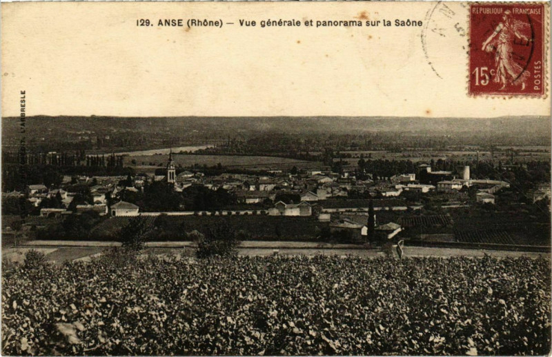 Carte postale ancienne Anse - Vue Generale et Panorama sur la Saone à Anse