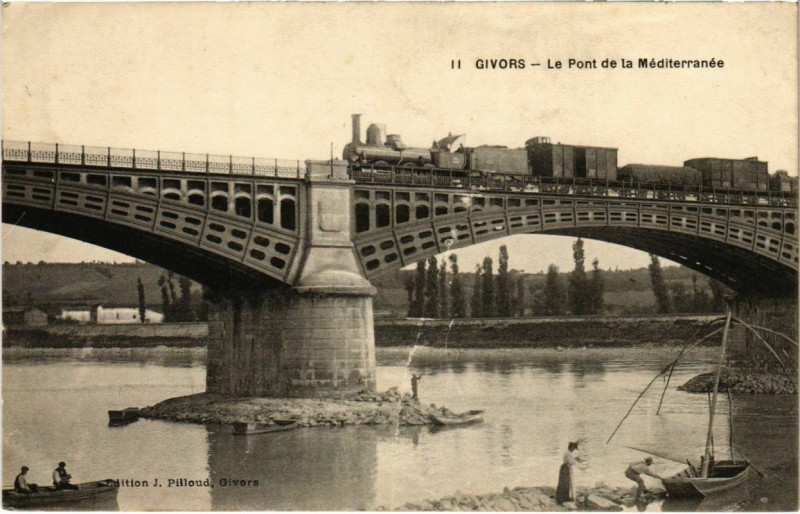 Carte postale ancienne Givors - Le Pont de la Mediterranee à Givors