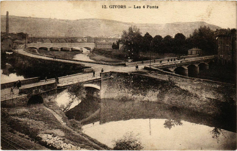 Carte postale ancienne Givors - Les 4 Ponts à Givors