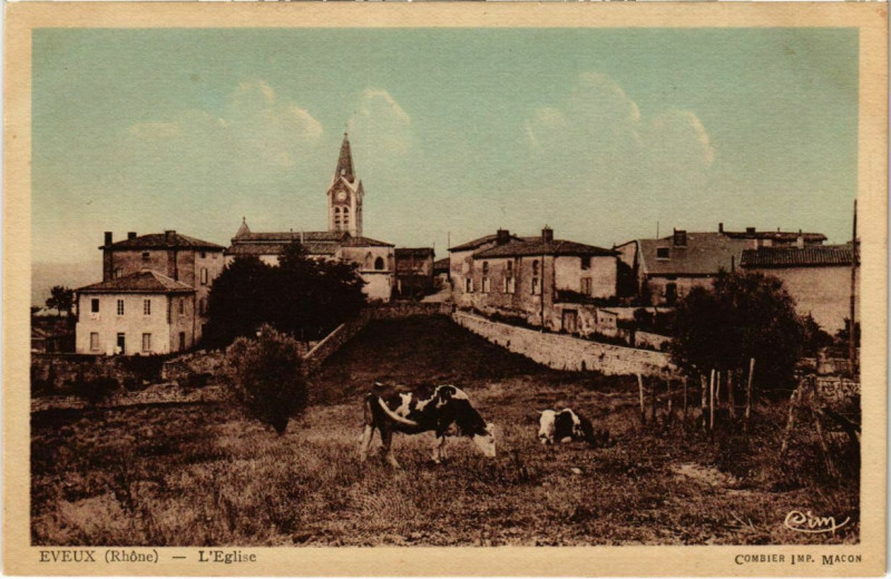 Carte postale ancienne Eveux - L'Eglise à Éveux