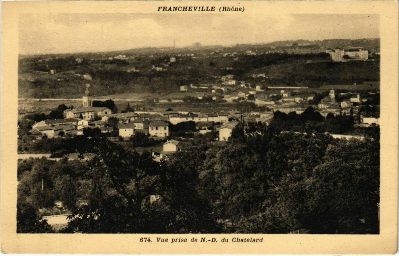 Carte postale ancienne Francheville - Vue prise de N.-D. Du Chatelard à Francheville