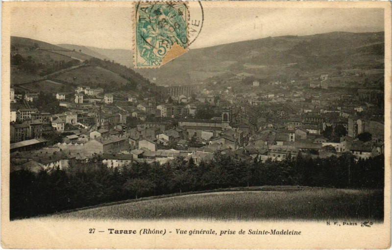 Carte postale ancienne Tarare - Vue Generale - Prise de Sainte-Madeleine à Tarare