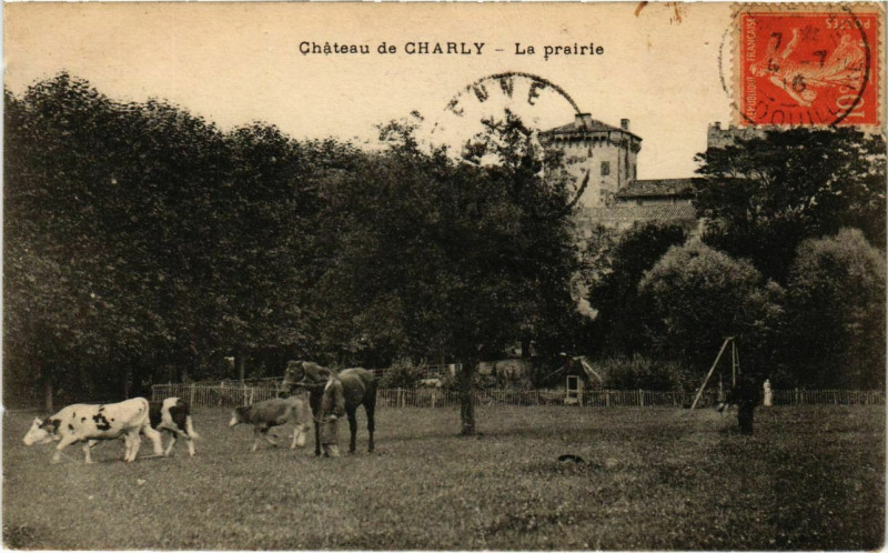Carte postale ancienne Chateau de Charly - La Prairie à Charly