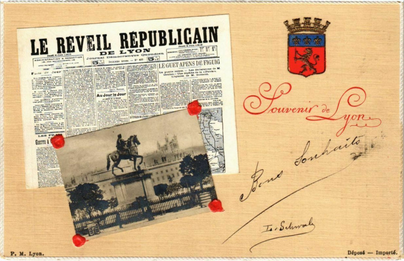 Carte postale ancienne Lyon- souvenir France à Lyon