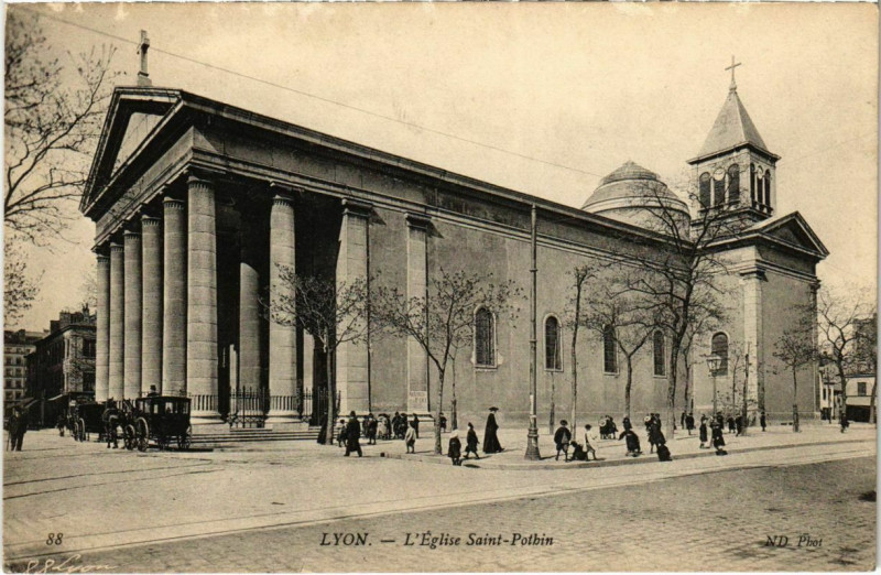 Carte postale ancienne Lyon- Eglise Saint Pothin France à Lyon