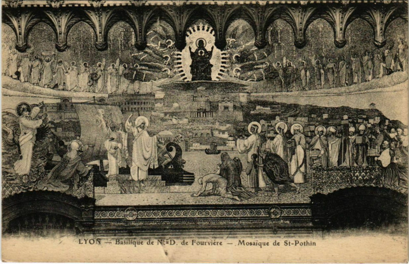 Carte postale ancienne Lyon- Basilique de N.-D. De Fourviere,mosaique St Pothin France à Lyon