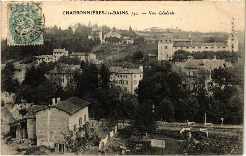 Carte postale ancienne Charbonnieres-les-Bains Vue générale Rhone à Charbonnières-les-Bains