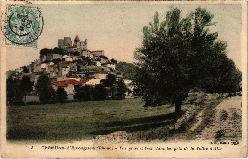Carte postale ancienne Chatillon d'Azergues Vue prise a l'est Rhone à Châtillon