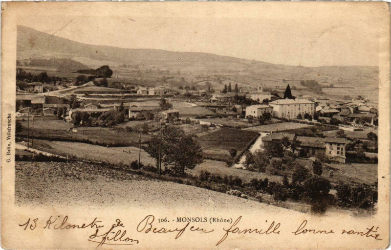 Carte postale ancienne Monsols Rhone