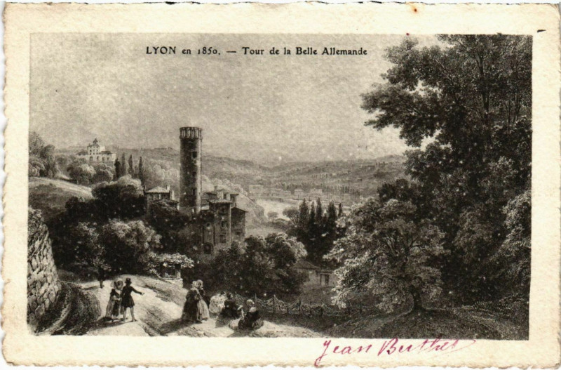 Carte postale ancienne Lyon Tour de la Belle Allemande à Lyon
