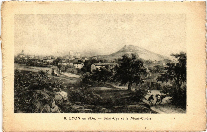 Carte postale ancienne Lyon en 1850 - Saint Cyr et le Mont Cindre à Lyon