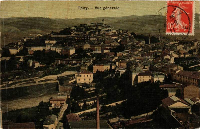 Carte postale ancienne Thizy - Vue generale