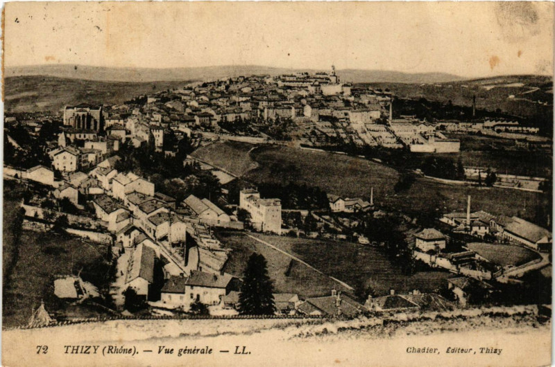 Carte postale ancienne Thizy - Vue generale