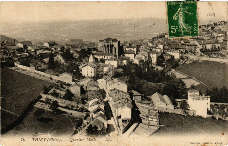 Carte postale ancienne Thizy - Quartier Merle