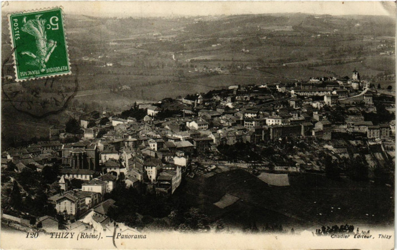 Carte postale ancienne Thizy - Panorama