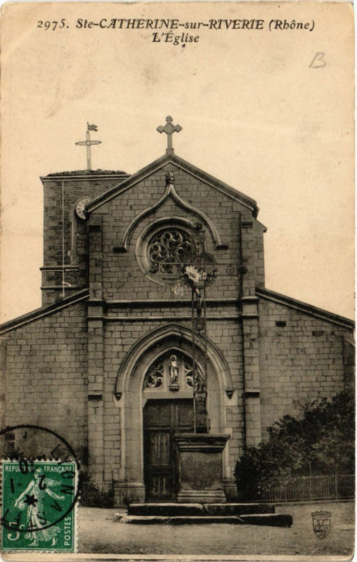 Carte postale ancienne Ste Catherine sur Riverie - L'Eglise à Riverie