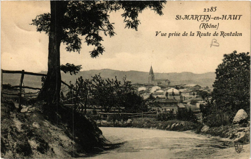 Carte postale ancienne St Martin en Haut - Vue Prise de La Route de Rontalon à Rontalon