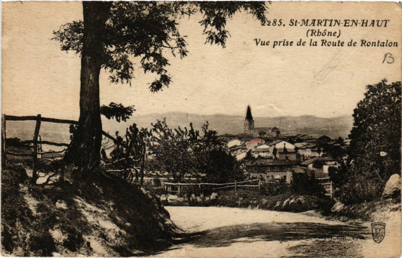 Carte postale ancienne St Martin en Haut - Vue prise de la Route de Rontalon à Rontalon