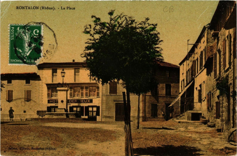 Carte postale ancienne Rontalon - La Place à Rontalon