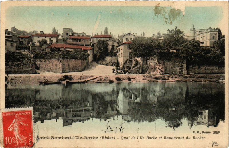 Carte postale ancienne Environs de Lyon - Saint Rambert l'lle Barbe - Quai de la Barbe à Lyon
