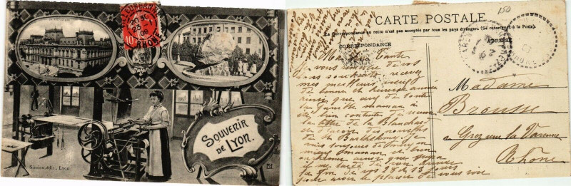 Carte postale ancienne Souvenir de Lyon à Lyon