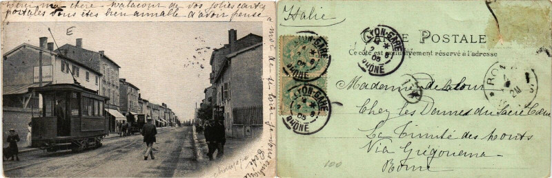 Carte postale ancienne Scene de la Rue Tramway.