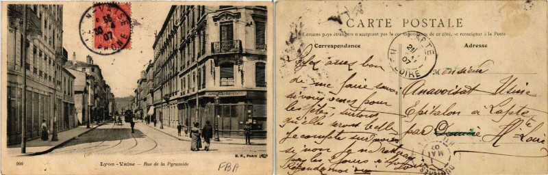 Carte postale ancienne Lyon Vaise Rue de la Pyramide. à Lyon