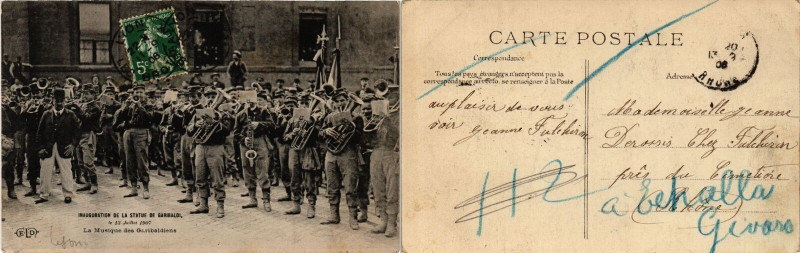 Carte postale ancienne Lyon Inauguration de la Statue de Garibaldi. à Lyon