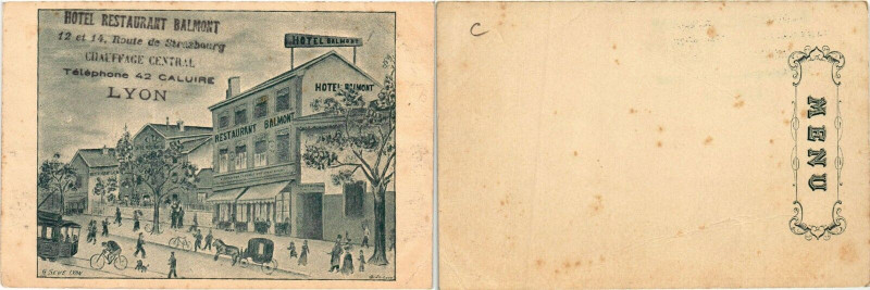 Carte postale ancienne Lyon Hotel Restaurant Balmont à Lyon
