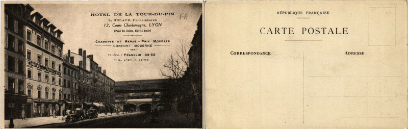 Carte postale ancienne Lyon Hotel de la Tour-du-Pin à Lyon