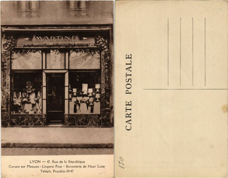 Carte postale ancienne Lyon 47 rue de la Republique. Martine. à Lyon
