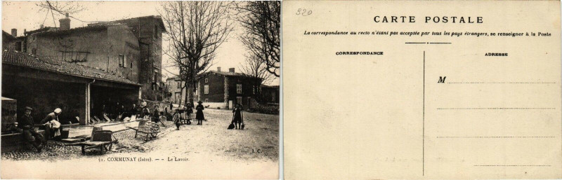 Carte postale ancienne Communay Le Lavoir. à Communay