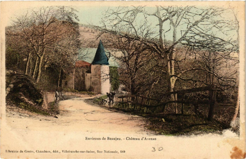 Carte postale ancienne Env. De Beaujeu Chateau d'Avenas à Beaujeu