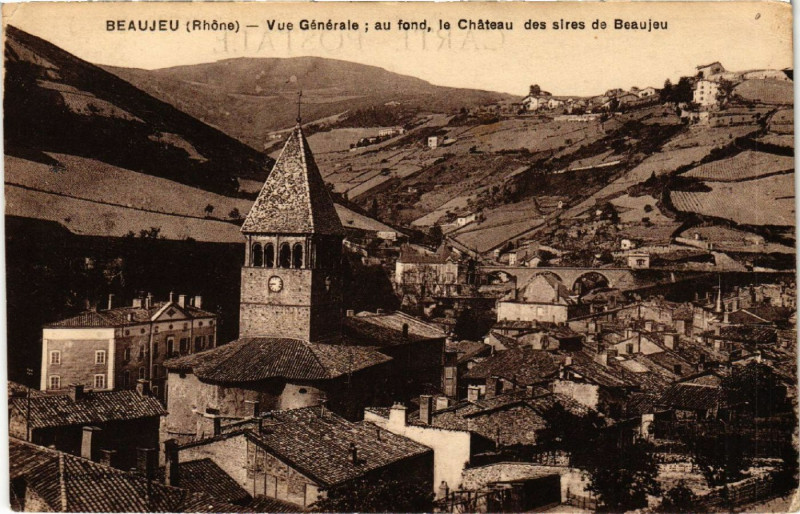Carte postale ancienne Beaujeu Vue générale à Beaujeu