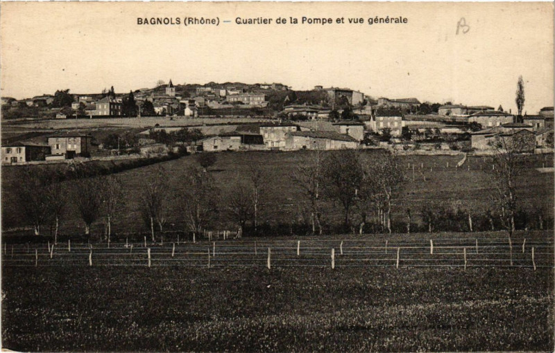 Carte postale ancienne Bagnols Quartier de la Pompe et vue générale à Bagnols