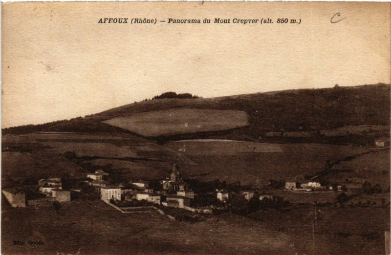 Carte postale ancienne Affoux Panorama du Mont Crepver à Affoux