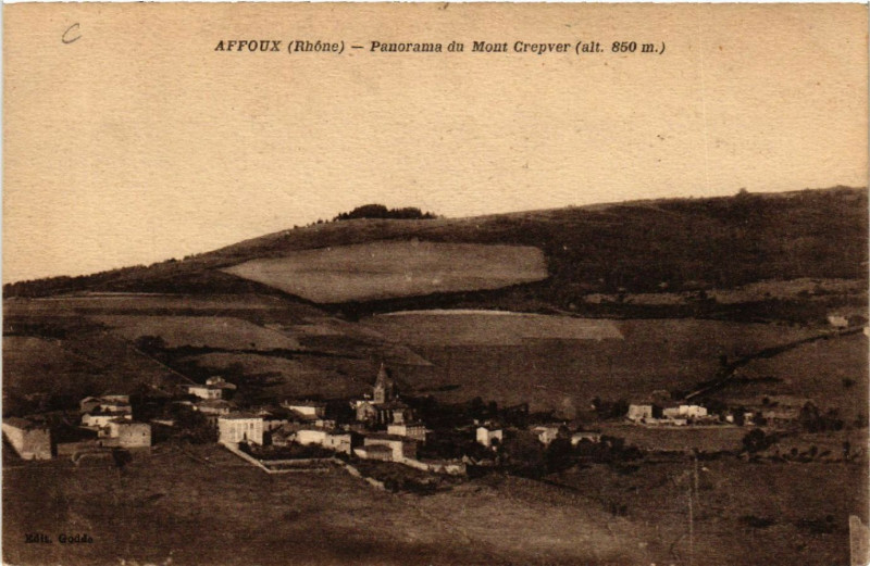 Carte postale ancienne Affoux panorama du Mont Crepver à Affoux