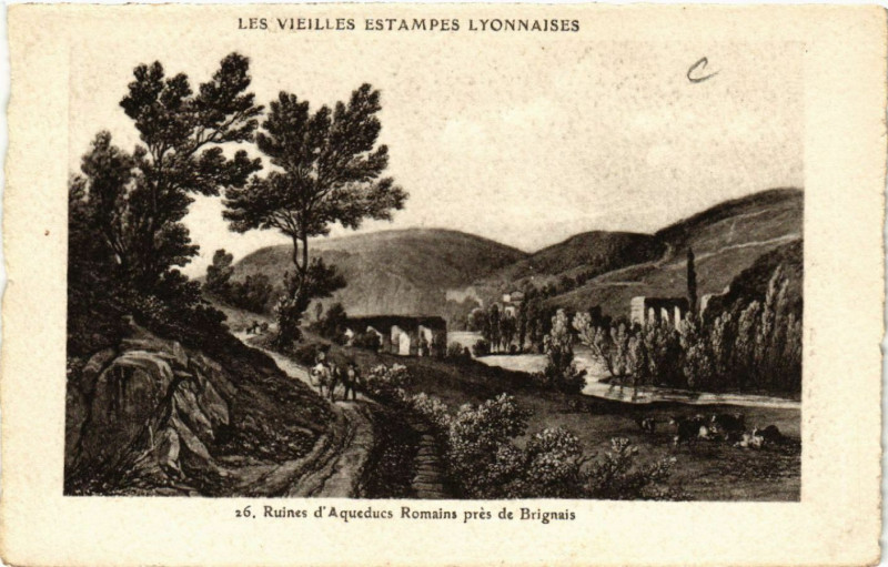 Carte postale ancienne Ruines d'Aqueducs Romains pres de Brignais à Brignais
