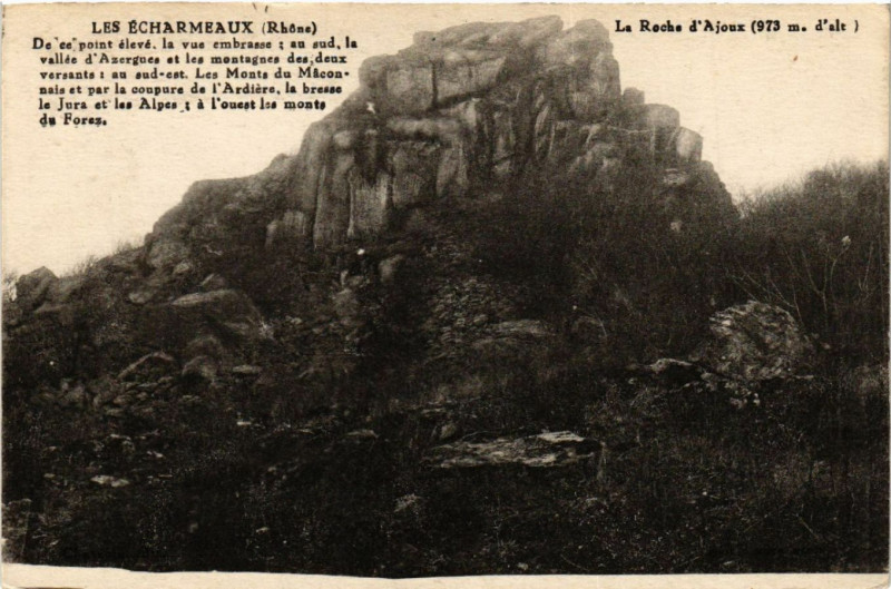 Carte postale ancienne Les Echarmeaux La Roche d'Ajoux à Joux
