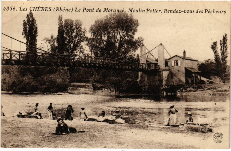 Carte postale ancienne Les Cheres Le Pont de Morance.Moulin Potier.