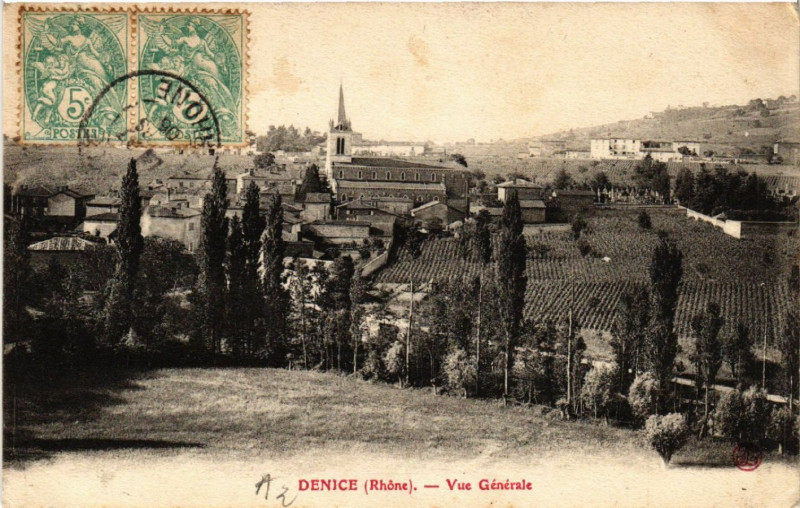 Carte postale ancienne Denice Vue générale à Denicé