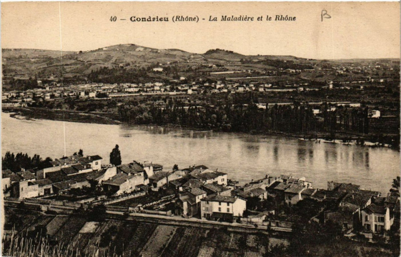 Carte postale ancienne Condrieu La Maladiere et le Rhone à Condrieu