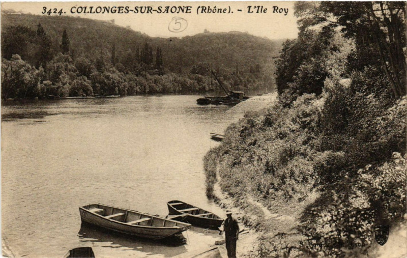 Carte postale ancienne Collonges-sur-Saone L'Ile Roy à Longes