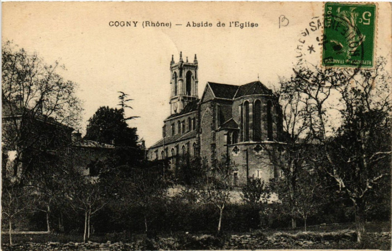 Carte postale ancienne Cogny Abside de l'Eglise à Cogny