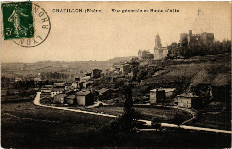 Carte postale ancienne Chatillon Vue générale et Route d'Alix à Châtillon