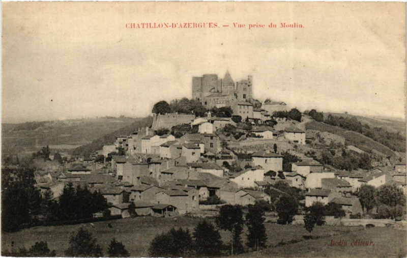 Carte postale ancienne Chatillon d'Azergues Vue prise du Moulin à Châtillon