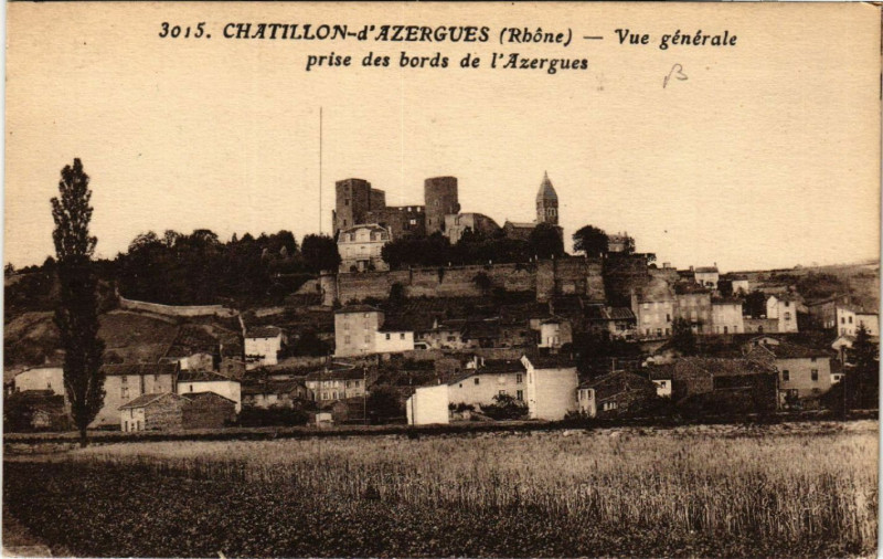Carte postale ancienne Chatillon d'Azergues Vue générale à Châtillon