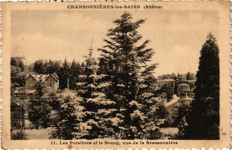 Carte postale ancienne Charbonnieres-les-Bains Les Poisieres et le Bourg à Charbonnières-les-Bains